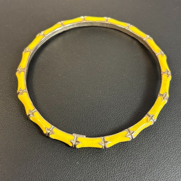 KJL Kenneth Jay Lane Bangle Vintage Yellow Elegant Bamboo Design - Picture 3 of 9
